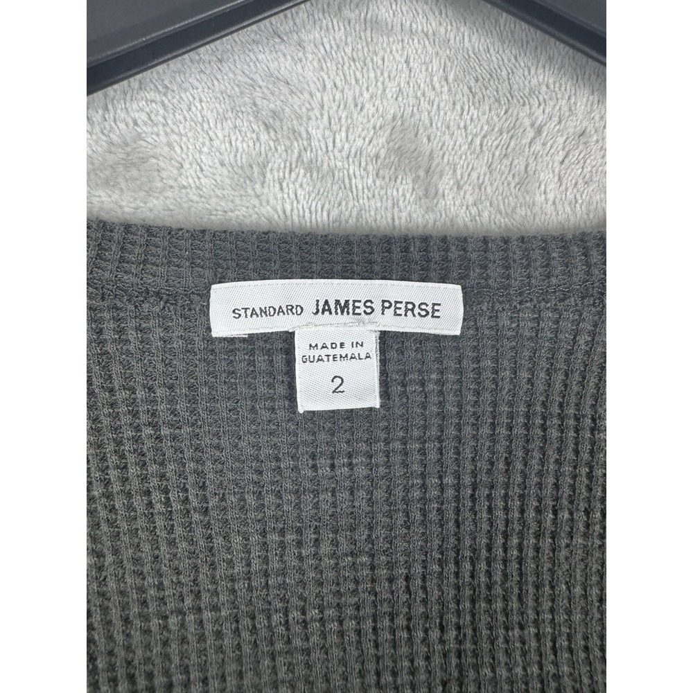 James Perse Standard Top Waffle Knit Black Thermal Long Sleeve Women's Size 2 - Picture 5 of 9